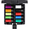Une sélection de douilles colorées dans un étui noir. Couleurs : violet, orange, jaune, vert, rouge, bleu, vert, noir, blanc.